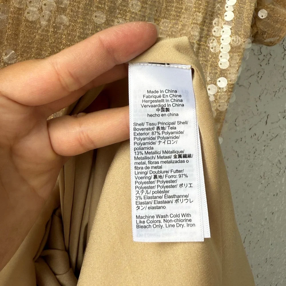 J. Crew Sequin short-sleeve slip dress in gold cream size 16